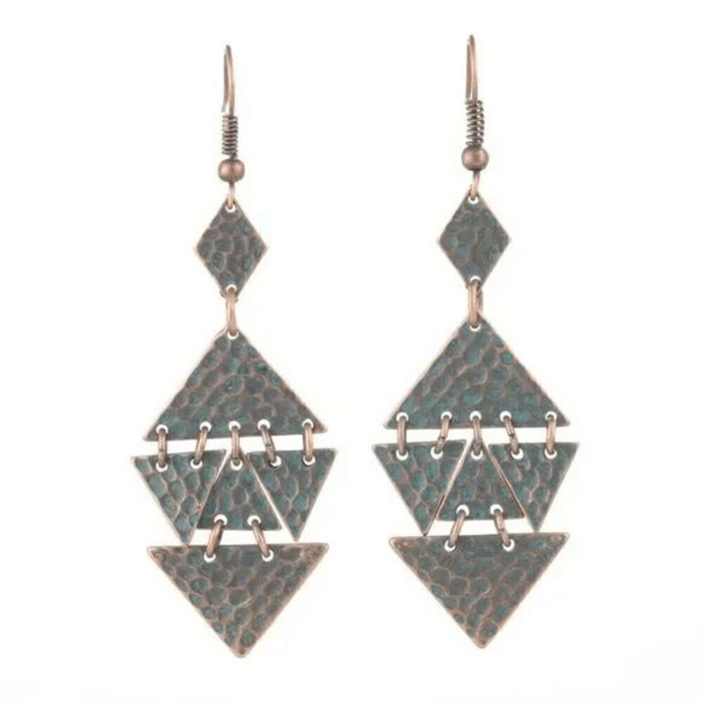 Boho Triangular Dangle Earrings - Picture 8 of 8